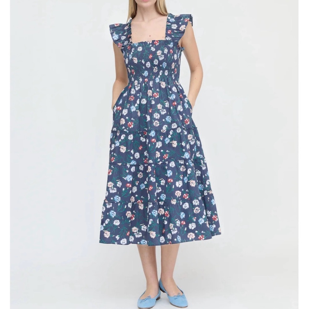 NWT Hill House Home XS Ellie Nap Dress in Navy Belgravia Floral Ikat